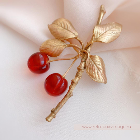 MICHAEL MICHAUD Брошь «Вишня морелло золото»