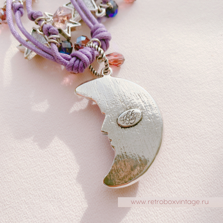 KIRKS FOLLY Ожерелье «Лавандовый вечер с полумесяцем» на шнурах с бусинами