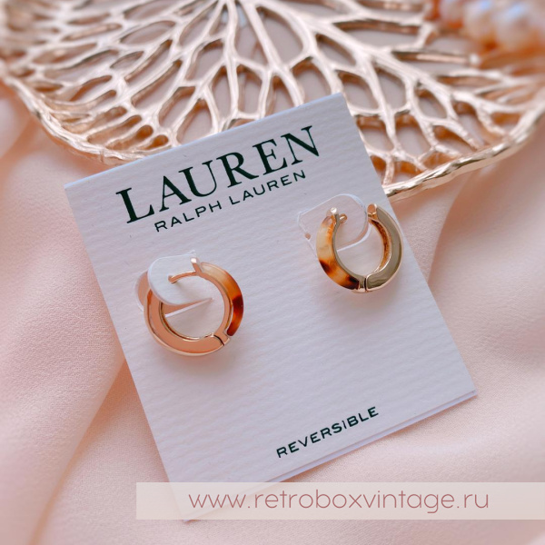 LAUREN RALPH LAUREN Серьги-трансформеры «Кольца-малышки: черепаховые в золоте»