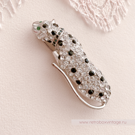 KENNETH J LANE for AVON Брошь «Кристальный леопард с зелеными глазами»