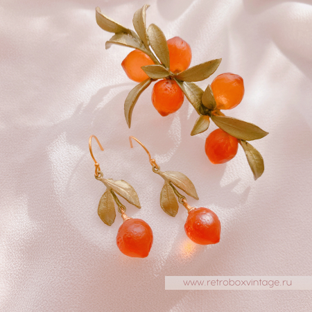 MICHAEL MICHAUD Брошь «Веточка с апельсинами» музейная коллекция