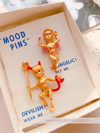 MOOD PINS Броши парные "Ангел и демон"