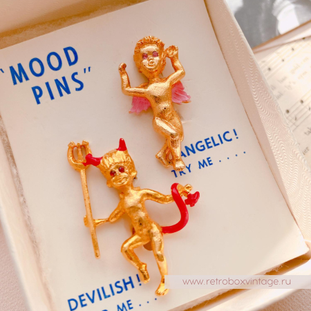 MOOD PINS Броши парные "Ангел и демон"