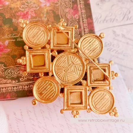 BEN AMUN Брошь "Византия" с цветными кабошонами и жемчугом