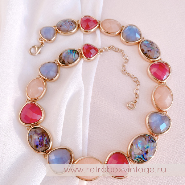 ANNE KLEIN Ожерелье "Морские камушки: малина и лаванда"