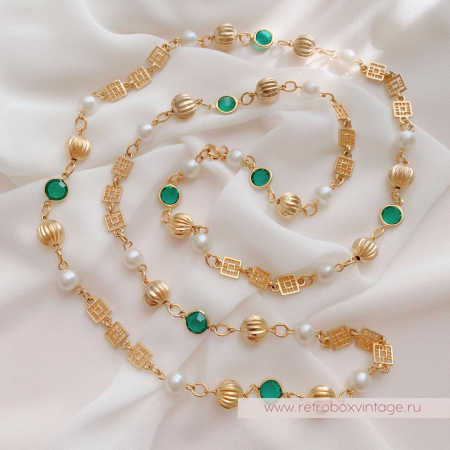 Нить безелей с жемчугом «Изумрундия» NO NAME 