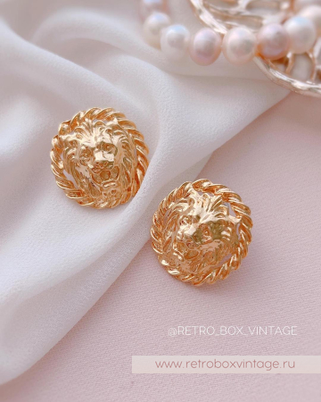 ANNE KLEIN Серьги-гвоздики "Золотые львы: круглые со жгутиками"