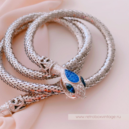 WHITING AND DAVIS Ожерелье-пояс «Серебристая змейка»