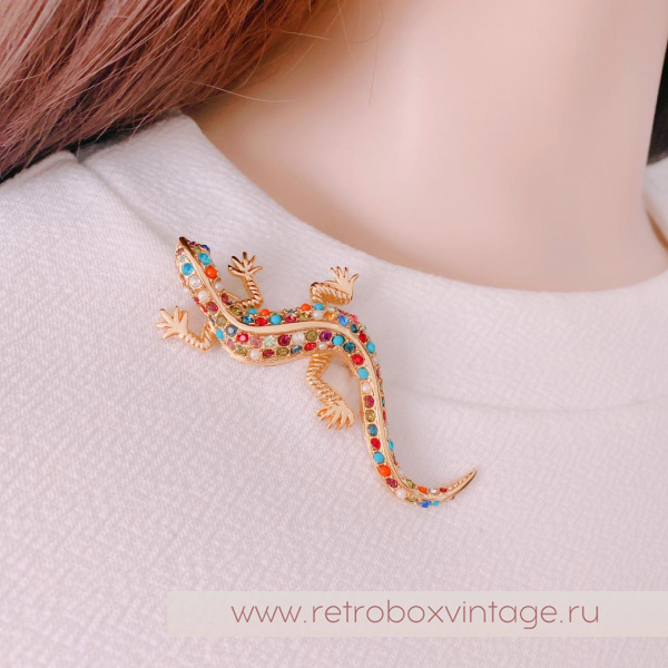 D’ORLAN Брошь «Разноцветная ящерица»