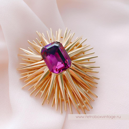 TRIFARI Брошь «Лучистая звезда: аметист в золоте»