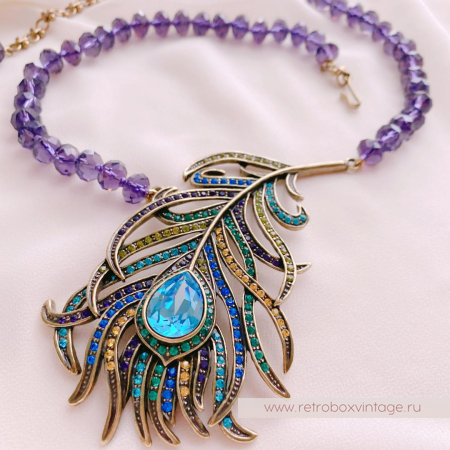 HEIDI DAUS Ожерелье «Перо синей птицы» павлин HEIDI DAUS Ожерелье «Перо синей птицы» павлин