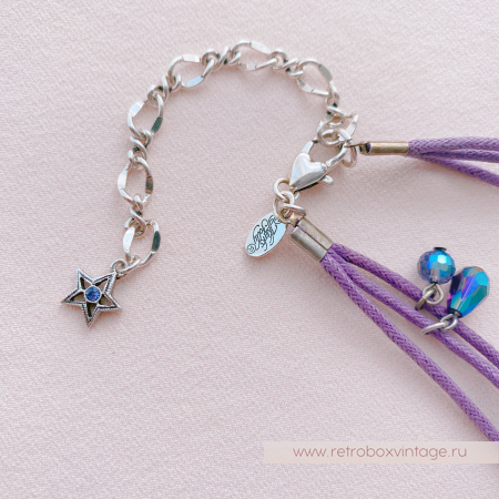 KIRKS FOLLY Ожерелье «Лавандовый вечер с полумесяцем» на шнурах с бусинами