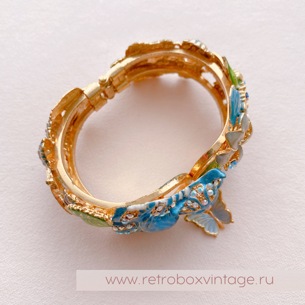 KIRKS FOLLY Браслет-каф "Чеширский кот в саду" эмаль / Коллекция "Алиса в стране чудес"