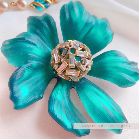 ALEXIS BITTAR Брошь «Изумрудный космический цветок»