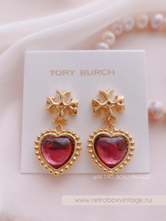 TORY BURCH Серьги «Пурпурное сердце»