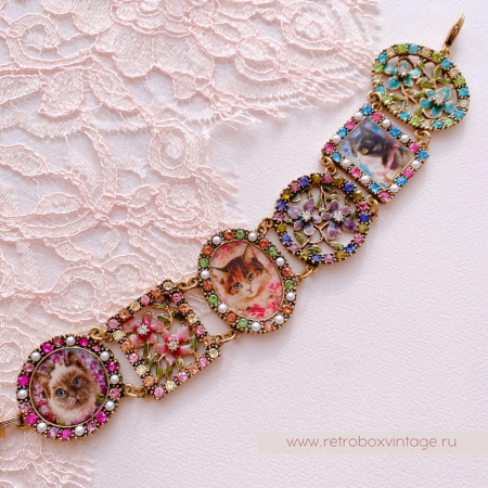 SWEET ROMANCE Браслет "Кошки и цветы"