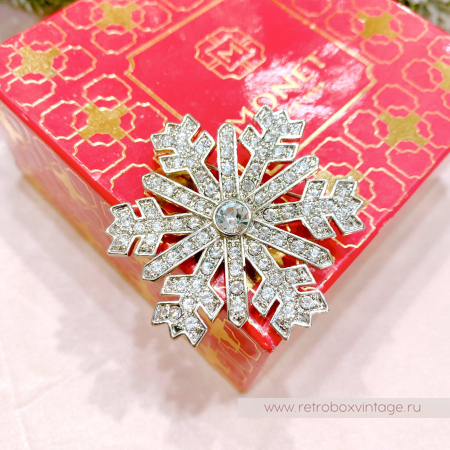 MONET Брошь "Кристальная снежинка" серебро