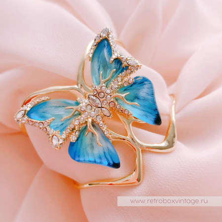 ALEXIS BITTAR Браслет каф «Голубая бабочка jardin mistere»
