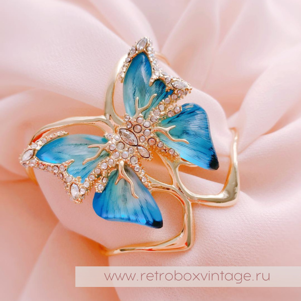 ALEXIS BITTAR Браслет каф «Голубая бабочка jardin mistere»