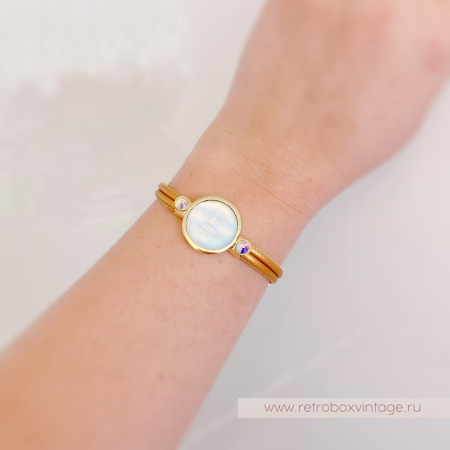 KIRKS FOLLY Браслет «Лунный свет: светлая в золоте на кожаном ремешке»