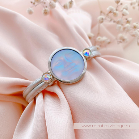 KIRKS FOLLY Браслет «Лунный свет: лавандовая в серебре на кожаном ремешке»