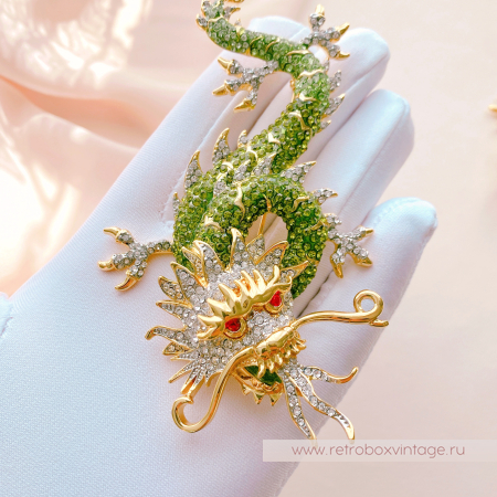 BUTLER AND WILSON Брошь «Зеленый дракон: сила природы»