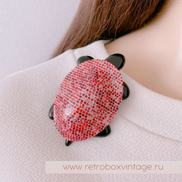 LEA STEIN Брошь «Черепаха: розово-пурпурная мозаика»