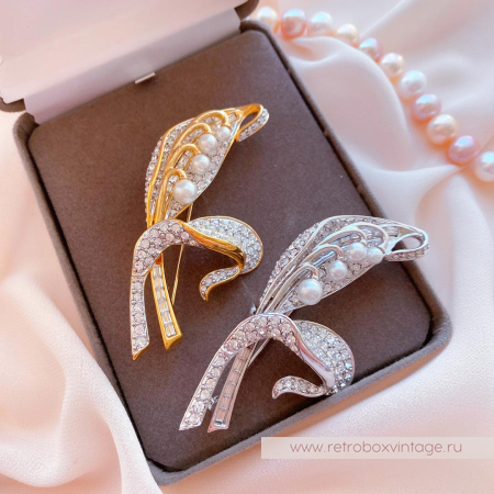 NOLAN MILLER Брошь «Хрустальный ландыш: серебро»