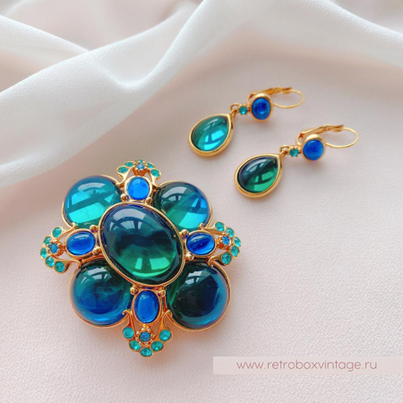 JOAN RIVERS Комплект «Магия цвета: брошь и серьги капельки» (архив)