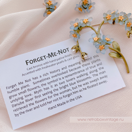 MICHAEL MICHAUD Серьги удлиненные "Три голубые незабудки с жемчугом"