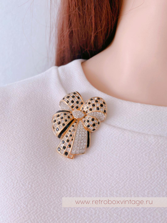 SWAROVSKI Брошь «Кристальный шахматный бант»