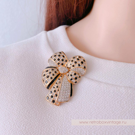 SWAROVSKI Брошь «Кристальный шахматный бант»