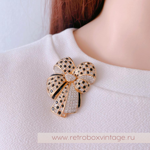 SWAROVSKI Брошь «Кристальный шахматный бант»