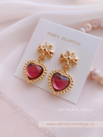 TORY BURCH Серьги «Пурпурное сердце»