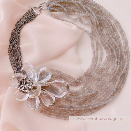 ALEXIS BITTAR Ожерелье с серым агатом «Цветок таинственного сада Jardin Mistere»