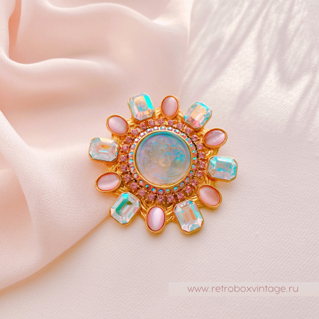 KIRKS FOLLY Брошь-кулон "Мечтающий ангел в ореоле звезды"