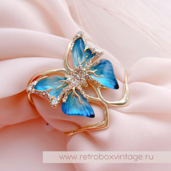 ALEXIS BITTAR Браслет каф «Голубая бабочка jardin mistere»