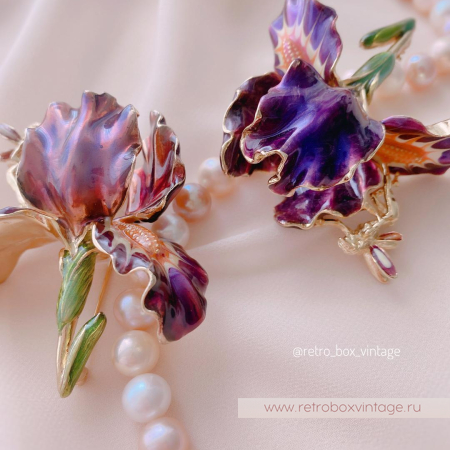KIRKS FOLLY Брошь «Фиолетовый ирис с феей»