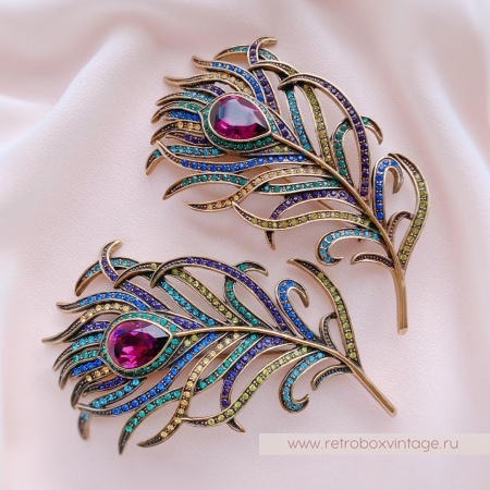 HEIDI DAUS Брошь «Перо павлина: аметист»