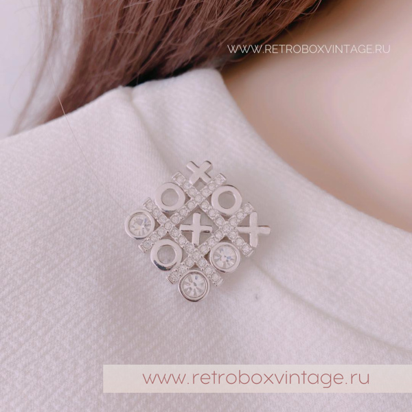 SWAROVSKI Брошь «Крестики-нолики: серебро»