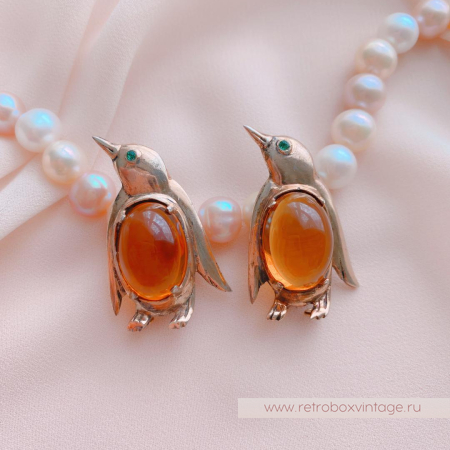 CORO Парные броши «Пингвины»