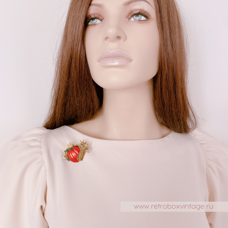 JJ / JONET JEWELRY Брошь "Тыква с кукурузой: бронза" овощи