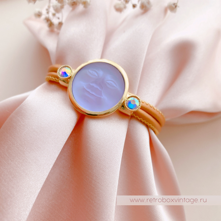 KIRKS FOLLY Браслет «Лунный свет: аметистовая в золоте на кожаном ремешке»