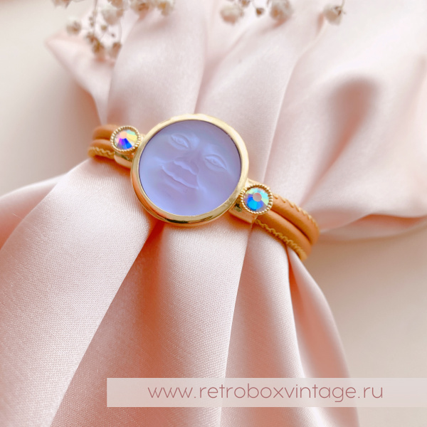 KIRKS FOLLY Браслет «Лунный свет: аметистовая в золоте на кожаном ремешке»