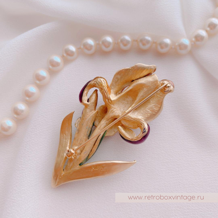 MFA Комплект «Фиолетовый ирис» брошь и клипсы (стерлинг)