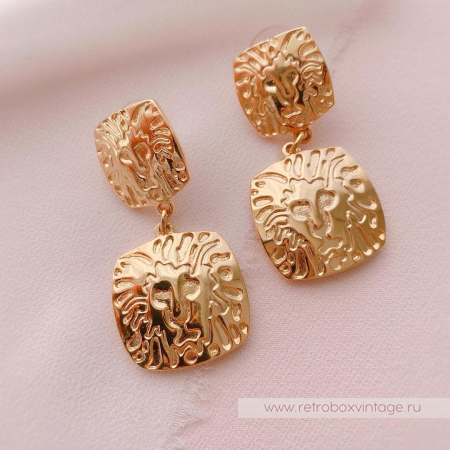 ANNE KLEIN Серьги «Золотые львы квадрат» ANNE KLEIN Серьги «Золотые львы квадрат»