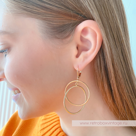 JOAN RIVERS Серьги "Двойные кольца: желтое золото"