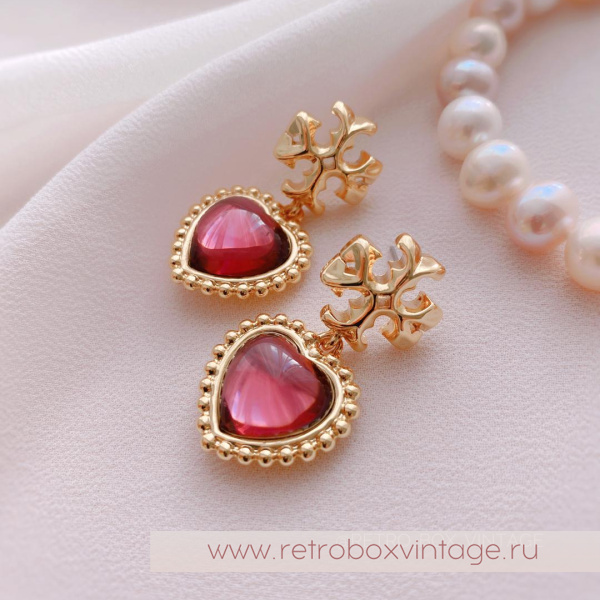 TORY BURCH Серьги «Пурпурное сердце»