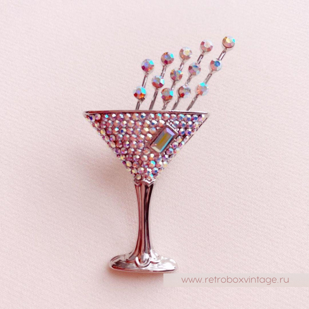 BUTLER AND WILSON Брошь-пин «Бокал с пузырьками: серебро» BUTLER AND WILSON Брошь-пин «Бокал с пузырьками: серебро»