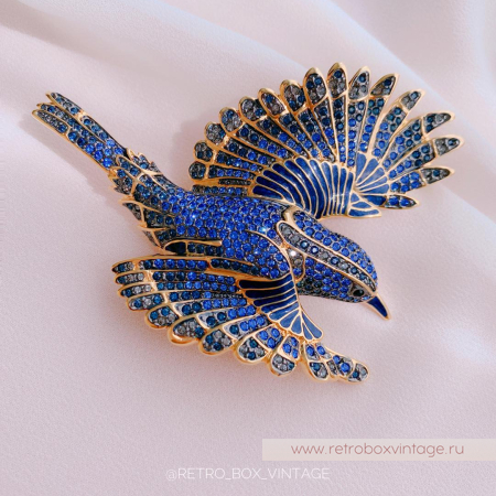 JOAN RIVERS Брошь «Синяя птица счастья» с номером на сертификате